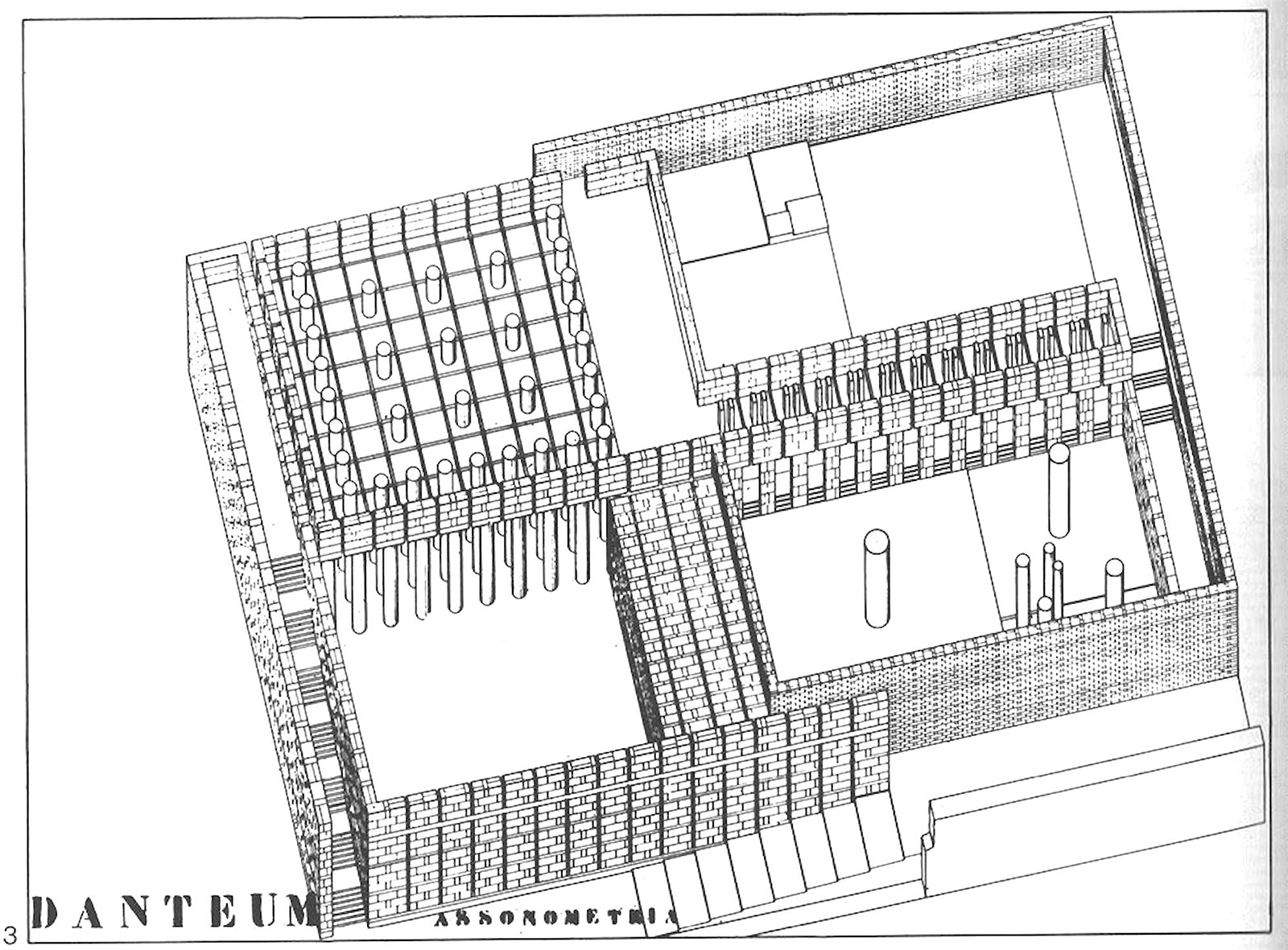 Sketch for the unrealized Danteum that Giuseppe Terragni was commissioned to design for Rome in 1938.