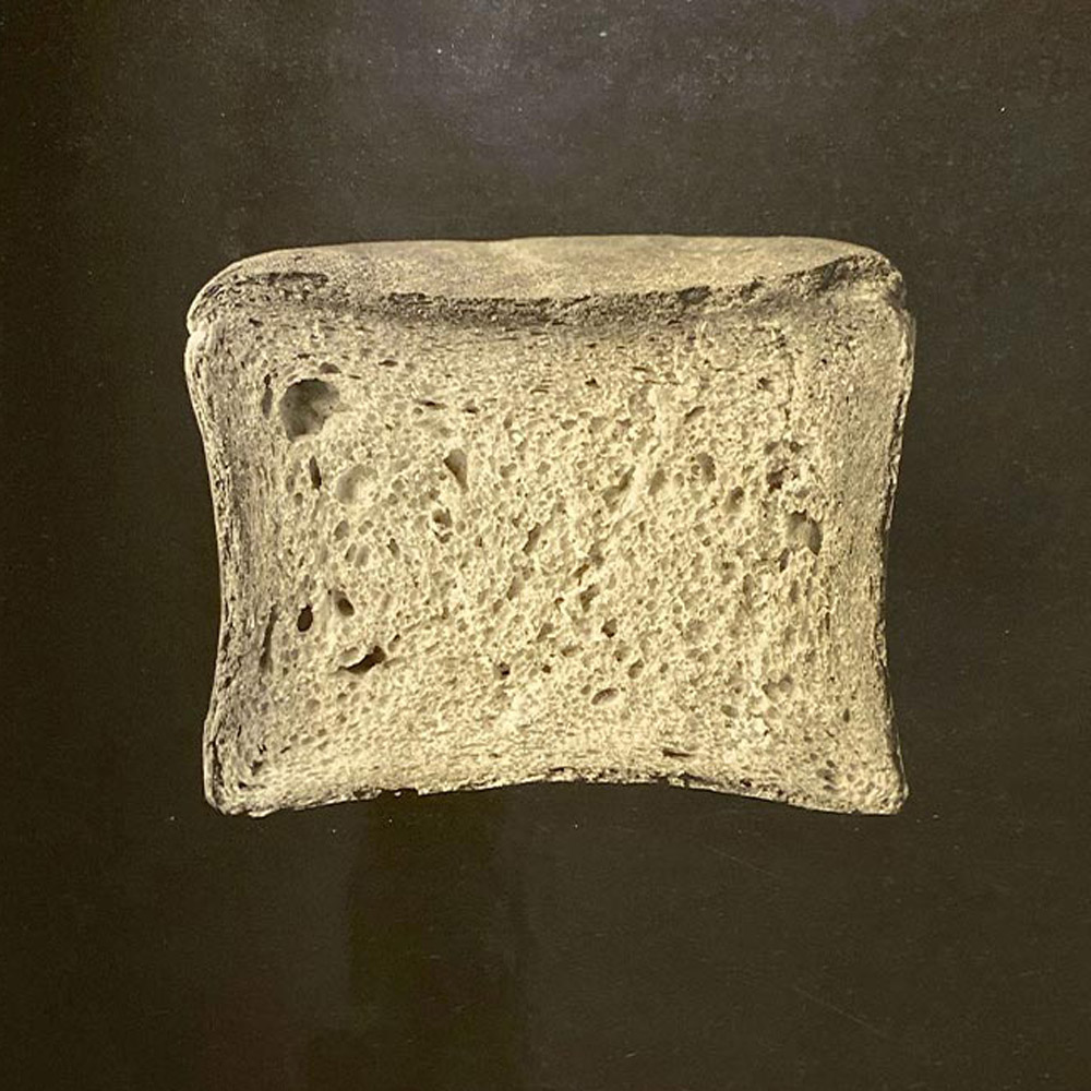 A photograph from Owen Simmons’s “The Book of Bread” depicting, according to the original caption, a section of “a milk loaf.”