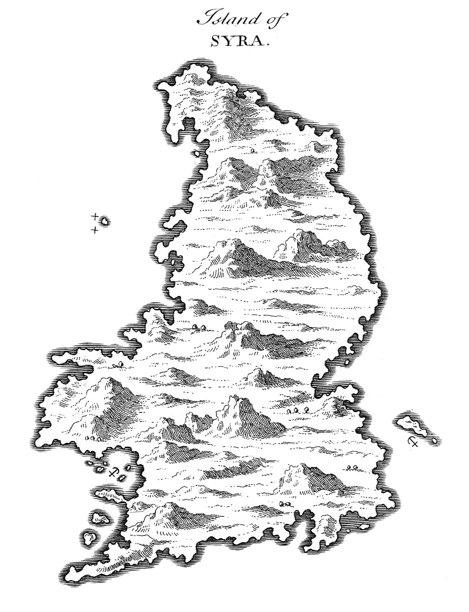 Map of Syros showing topographical features.