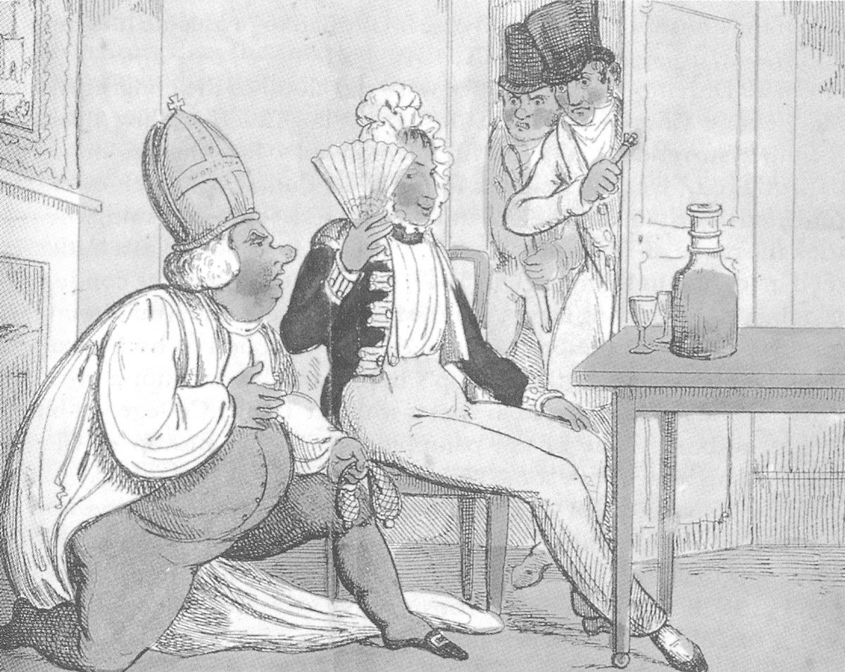 Percy Jocelyn, Lord Bishop of Clogher, was famously caught in flagrante delicto with a young soldier in a back room at the White Lion Pub in Haymarket, London, on the evening of 19 July 1822.