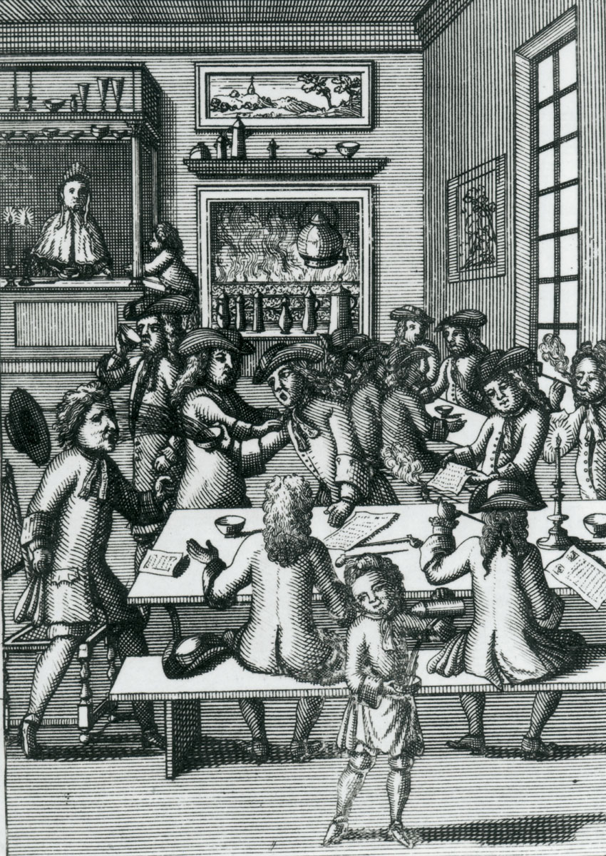 The CoffeeHous Mob, an 1710 engraving that serves as the frontispiece to Part 4 of 